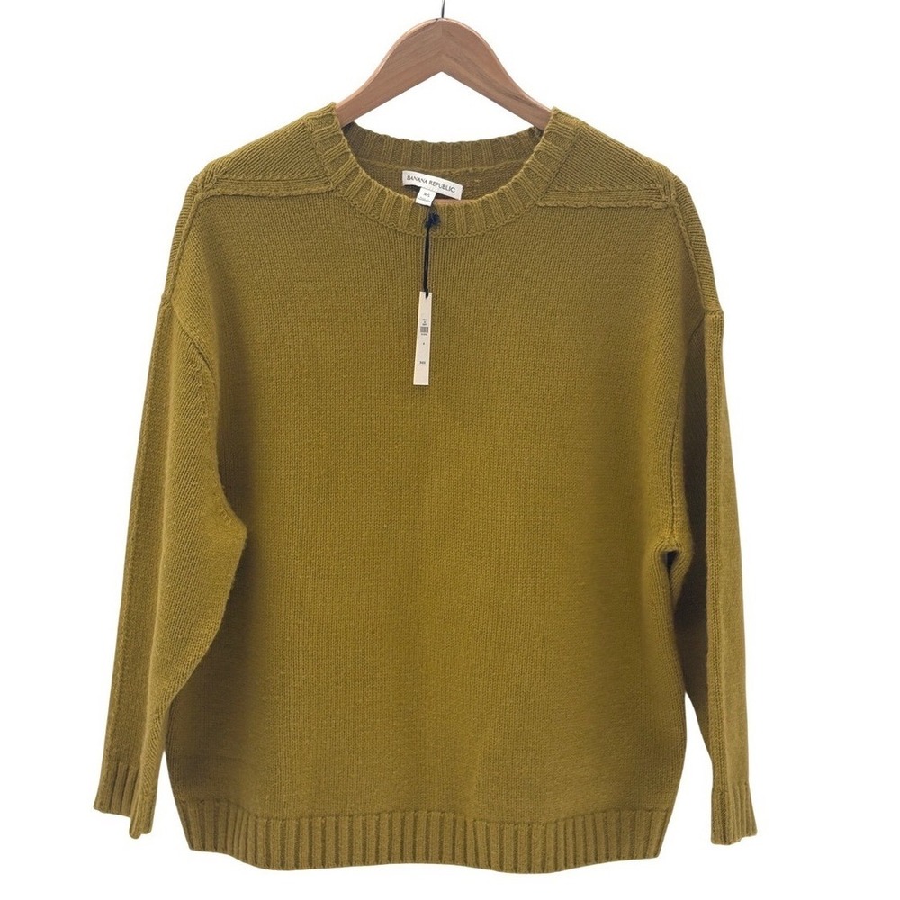New Banana Republic Sweater Wool Cotton Thick Women XS Chartreuse Fisherman